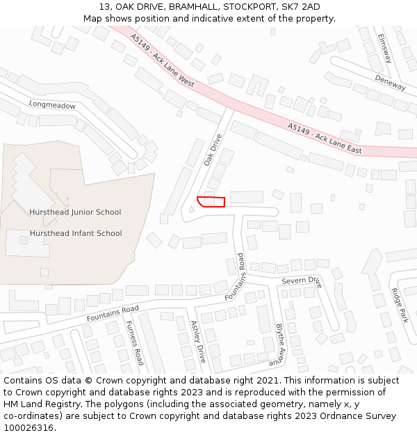 13, OAK DRIVE, BRAMHALL, STOCKPORT, SK7 2AD: Location map and indicative extent of plot