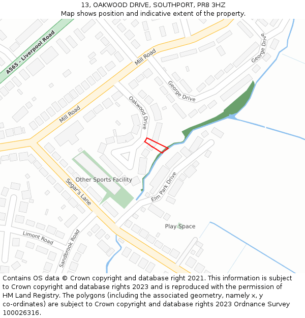 13, OAKWOOD DRIVE, SOUTHPORT, PR8 3HZ: Location map and indicative extent of plot