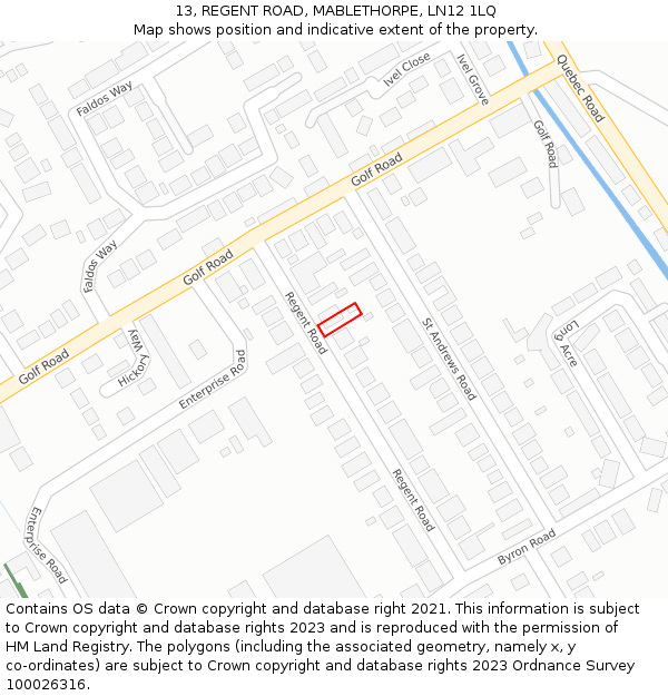 13, REGENT ROAD, MABLETHORPE, LN12 1LQ: Location map and indicative extent of plot