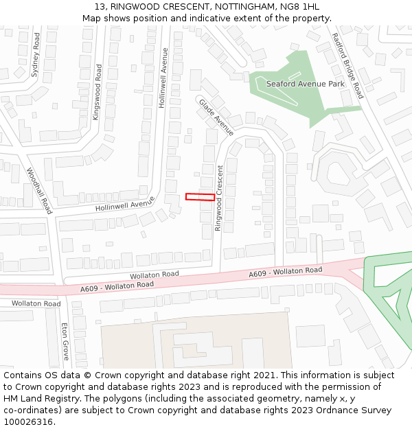 13, RINGWOOD CRESCENT, NOTTINGHAM, NG8 1HL: Location map and indicative extent of plot