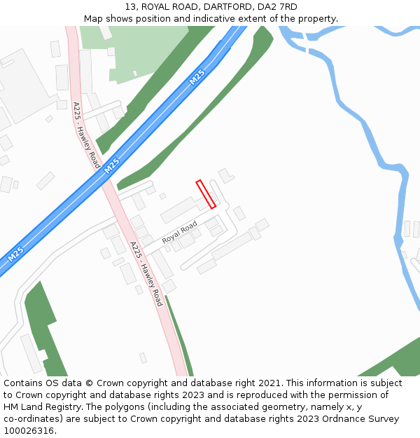 13, ROYAL ROAD, DARTFORD, DA2 7RD: Location map and indicative extent of plot