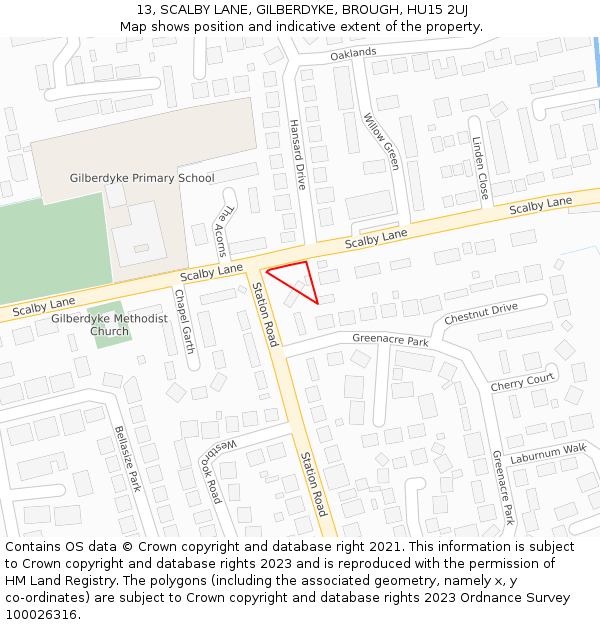 13, SCALBY LANE, GILBERDYKE, BROUGH, HU15 2UJ: Location map and indicative extent of plot