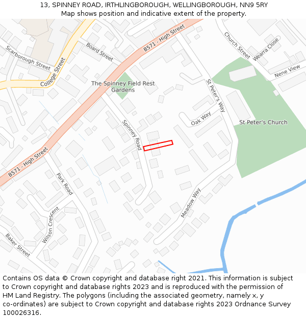 13, SPINNEY ROAD, IRTHLINGBOROUGH, WELLINGBOROUGH, NN9 5RY: Location map and indicative extent of plot