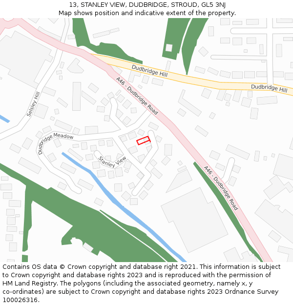 13, STANLEY VIEW, DUDBRIDGE, STROUD, GL5 3NJ: Location map and indicative extent of plot