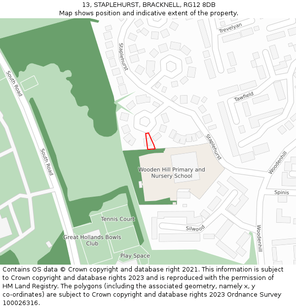 13, STAPLEHURST, BRACKNELL, RG12 8DB: Location map and indicative extent of plot