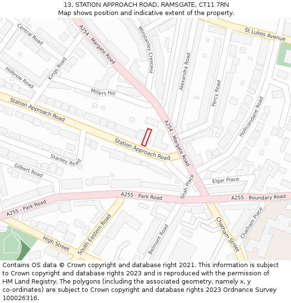 13, STATION APPROACH ROAD, RAMSGATE, CT11 7RN: Location map and indicative extent of plot