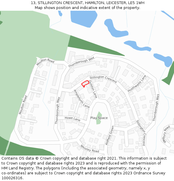 13, STILLINGTON CRESCENT, HAMILTON, LEICESTER, LE5 1WH: Location map and indicative extent of plot