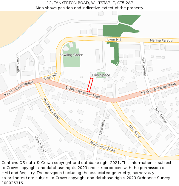 13, TANKERTON ROAD, WHITSTABLE, CT5 2AB: Location map and indicative extent of plot