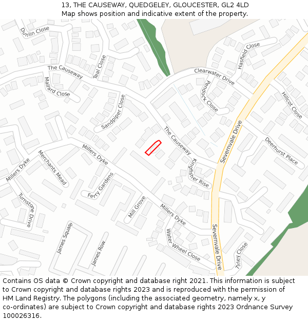 13, THE CAUSEWAY, QUEDGELEY, GLOUCESTER, GL2 4LD: Location map and indicative extent of plot