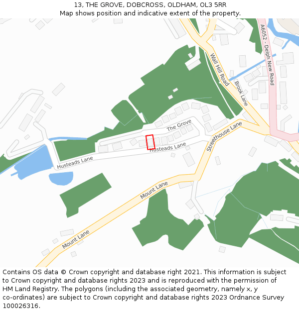 13, THE GROVE, DOBCROSS, OLDHAM, OL3 5RR: Location map and indicative extent of plot