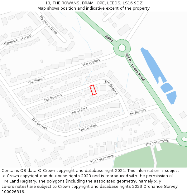 13, THE ROWANS, BRAMHOPE, LEEDS, LS16 9DZ: Location map and indicative extent of plot