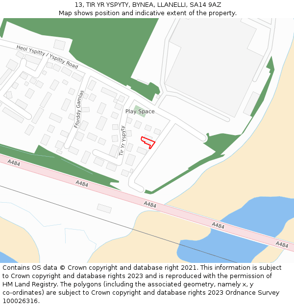 13, TIR YR YSPYTY, BYNEA, LLANELLI, SA14 9AZ: Location map and indicative extent of plot