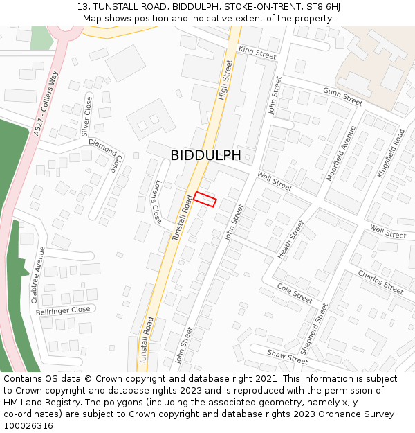 13, TUNSTALL ROAD, BIDDULPH, STOKE-ON-TRENT, ST8 6HJ: Location map and indicative extent of plot