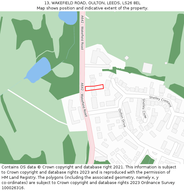 13, WAKEFIELD ROAD, OULTON, LEEDS, LS26 8EL: Location map and indicative extent of plot