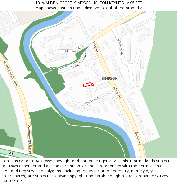 13, WALDEN CROFT, SIMPSON, MILTON KEYNES, MK6 3FD: Location map and indicative extent of plot