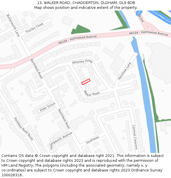 13, WALKER ROAD, CHADDERTON, OLDHAM, OL9 8DB: Location map and indicative extent of plot
