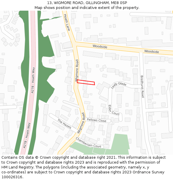 13, WIGMORE ROAD, GILLINGHAM, ME8 0SP: Location map and indicative extent of plot