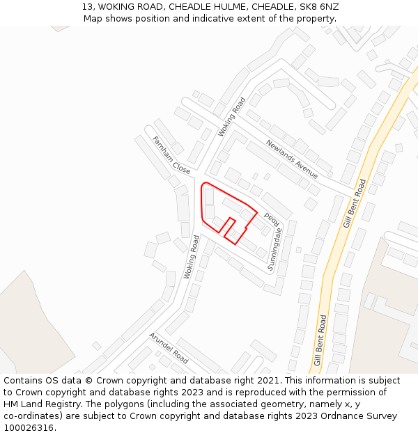 13, WOKING ROAD, CHEADLE HULME, CHEADLE, SK8 6NZ: Location map and indicative extent of plot