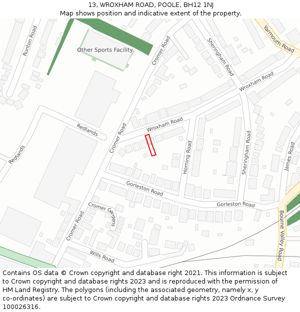 13, WROXHAM ROAD, POOLE, BH12 1NJ: Location map and indicative extent of plot