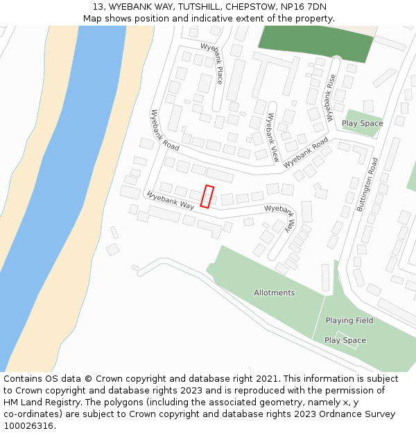 13, WYEBANK WAY, TUTSHILL, CHEPSTOW, NP16 7DN: Location map and indicative extent of plot