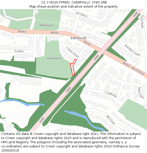13, Y FELIN FFRWD, CAERPHILLY, CF83 2RB: Location map and indicative extent of plot
