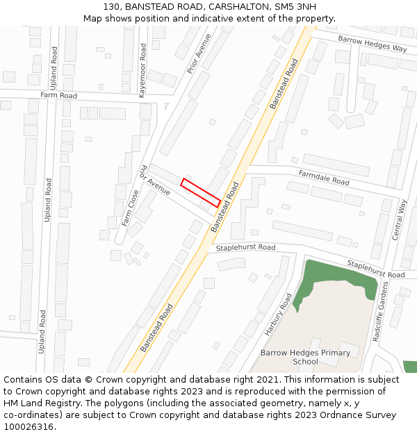 130, BANSTEAD ROAD, CARSHALTON, SM5 3NH: Location map and indicative extent of plot