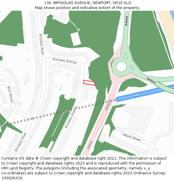 130, BRYNGLAS AVENUE, NEWPORT, NP20 5LQ: Location map and indicative extent of plot
