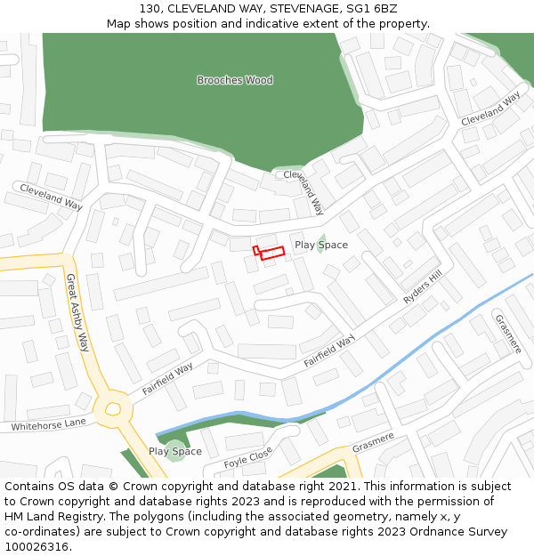 130, CLEVELAND WAY, STEVENAGE, SG1 6BZ: Location map and indicative extent of plot