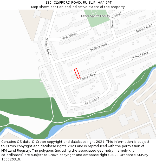 130, CLYFFORD ROAD, RUISLIP, HA4 6PT: Location map and indicative extent of plot