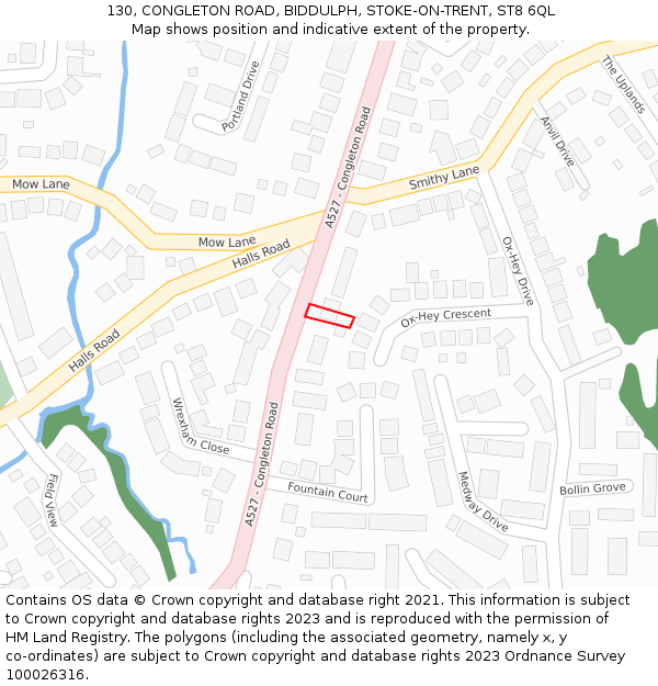 130, CONGLETON ROAD, BIDDULPH, STOKE-ON-TRENT, ST8 6QL: Location map and indicative extent of plot