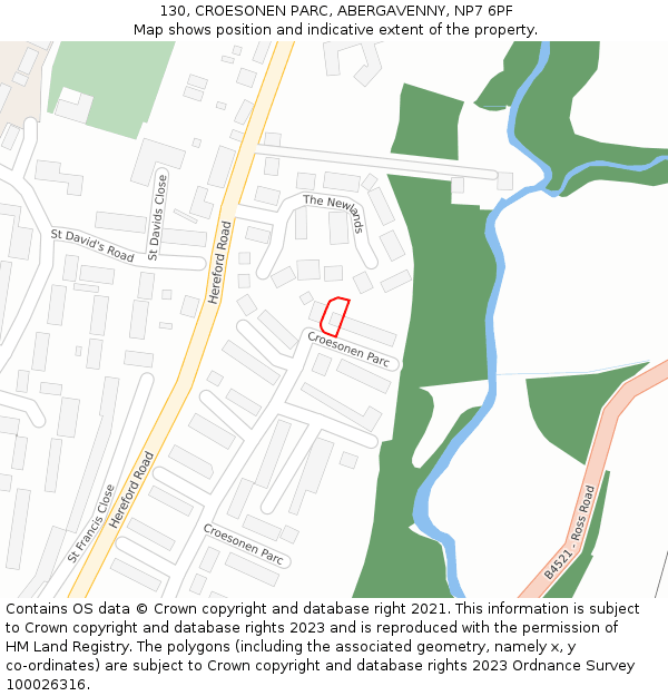 130, CROESONEN PARC, ABERGAVENNY, NP7 6PF: Location map and indicative extent of plot