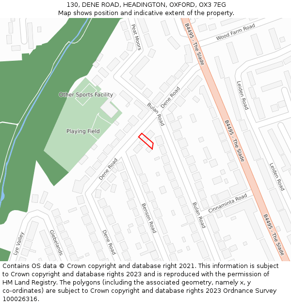 130, DENE ROAD, HEADINGTON, OXFORD, OX3 7EG: Location map and indicative extent of plot