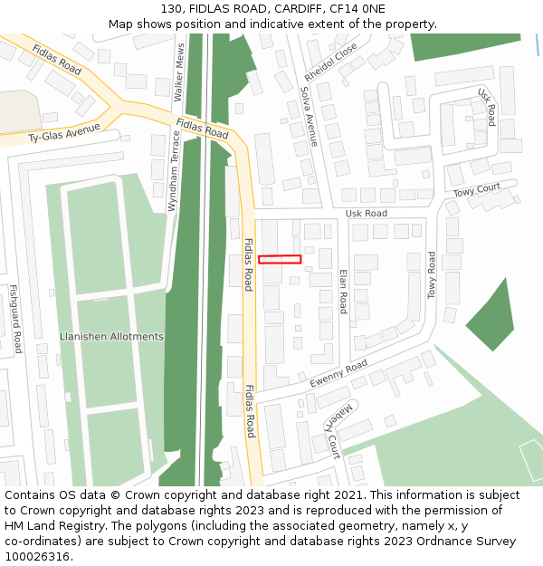 130, FIDLAS ROAD, CARDIFF, CF14 0NE: Location map and indicative extent of plot