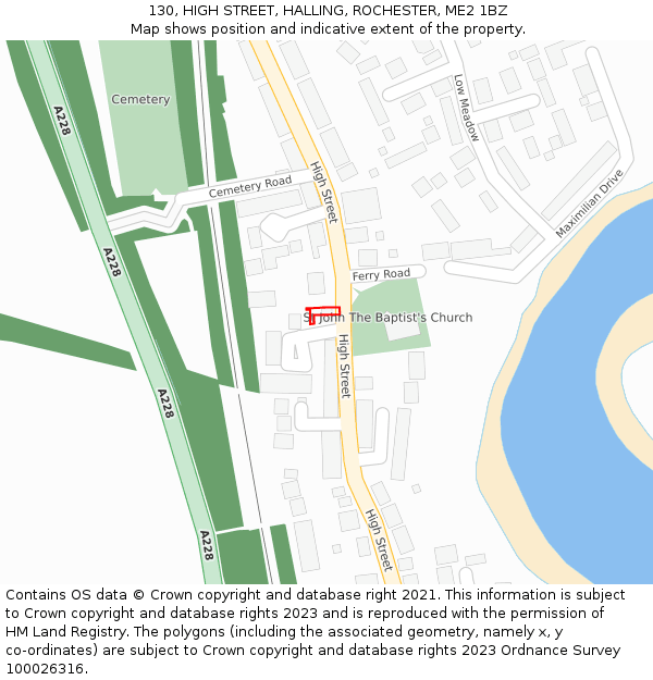 130, HIGH STREET, HALLING, ROCHESTER, ME2 1BZ: Location map and indicative extent of plot