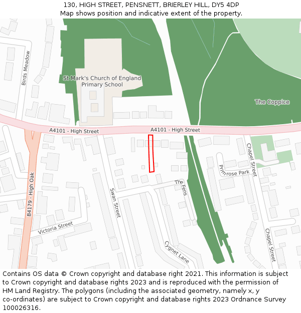 130, HIGH STREET, PENSNETT, BRIERLEY HILL, DY5 4DP: Location map and indicative extent of plot