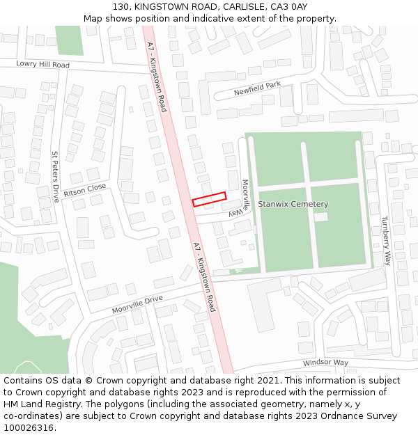 130, KINGSTOWN ROAD, CARLISLE, CA3 0AY: Location map and indicative extent of plot