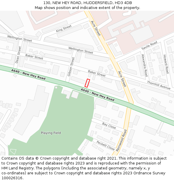 130, NEW HEY ROAD, HUDDERSFIELD, HD3 4DB: Location map and indicative extent of plot