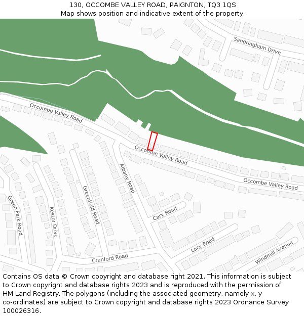 130, OCCOMBE VALLEY ROAD, PAIGNTON, TQ3 1QS: Location map and indicative extent of plot