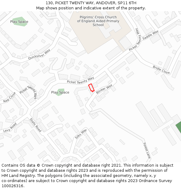 130, PICKET TWENTY WAY, ANDOVER, SP11 6TH: Location map and indicative extent of plot