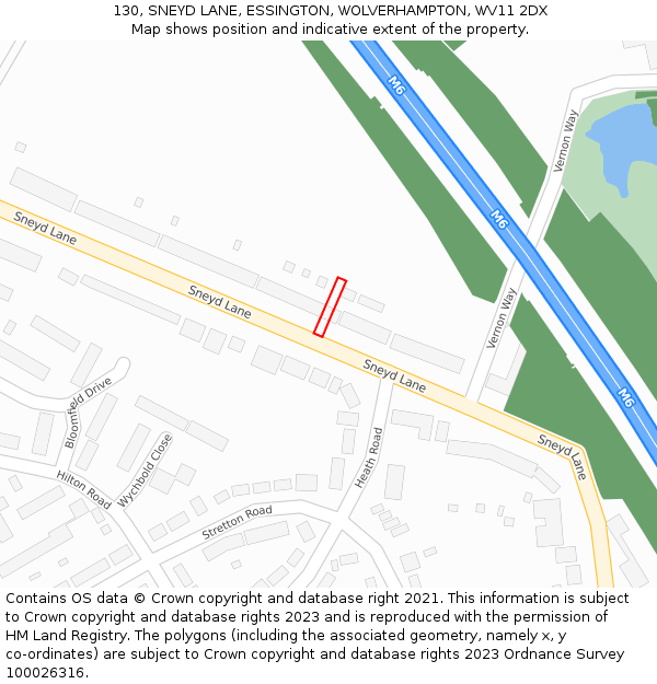 130, SNEYD LANE, ESSINGTON, WOLVERHAMPTON, WV11 2DX: Location map and indicative extent of plot