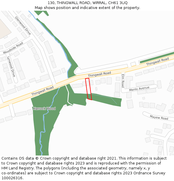 130, THINGWALL ROAD, WIRRAL, CH61 3UQ: Location map and indicative extent of plot