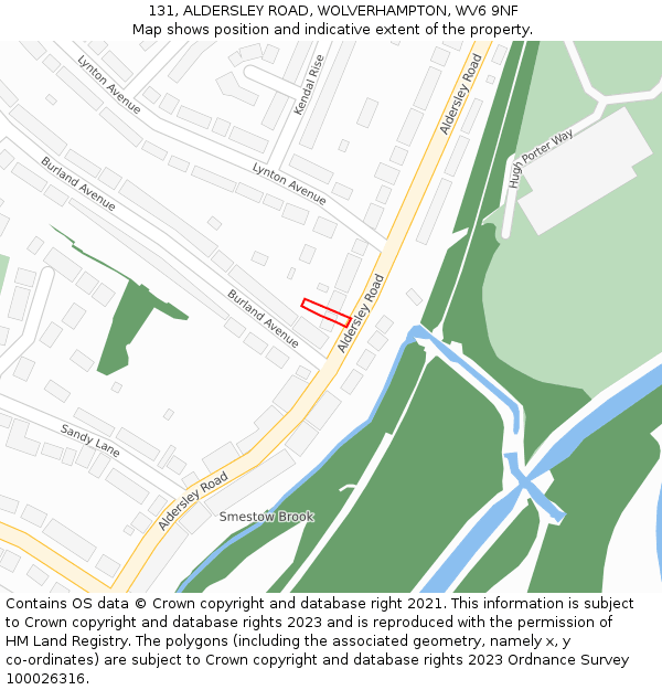 131, ALDERSLEY ROAD, WOLVERHAMPTON, WV6 9NF: Location map and indicative extent of plot