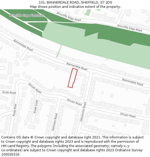 131, BANNERDALE ROAD, SHEFFIELD, S7 2DS: Location map and indicative extent of plot