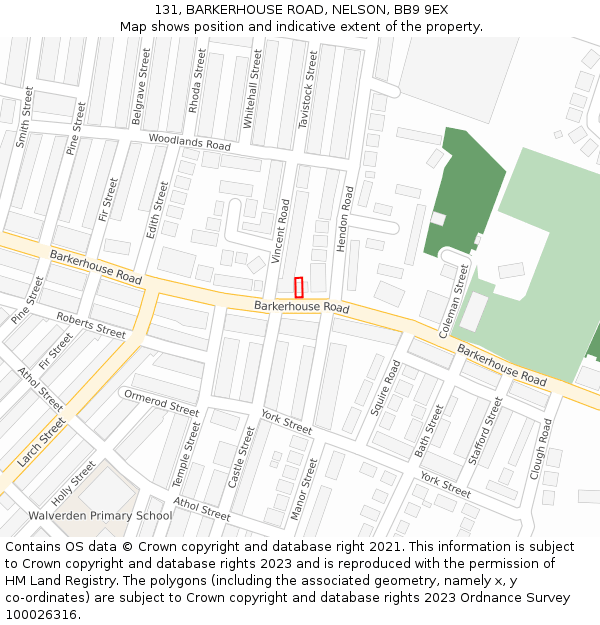 131, BARKERHOUSE ROAD, NELSON, BB9 9EX: Location map and indicative extent of plot