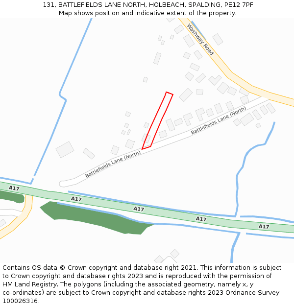 131, BATTLEFIELDS LANE NORTH, HOLBEACH, SPALDING, PE12 7PF: Location map and indicative extent of plot