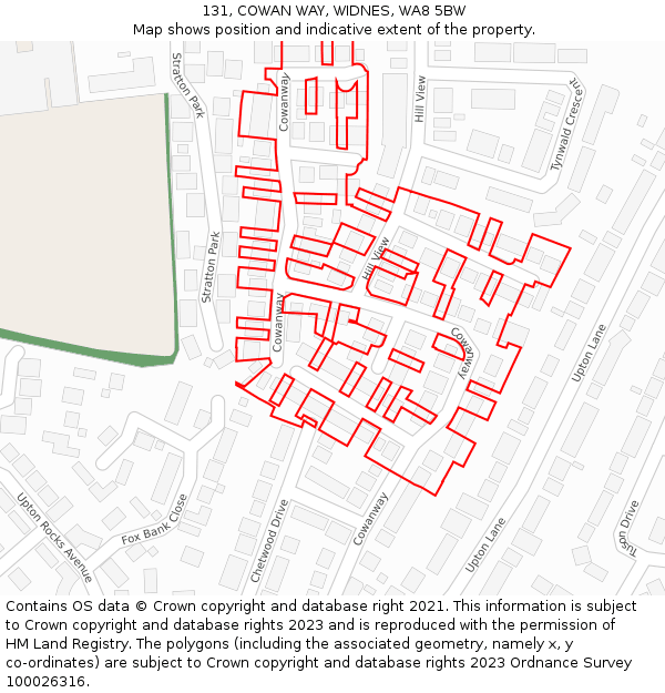 131, COWAN WAY, WIDNES, WA8 5BW: Location map and indicative extent of plot