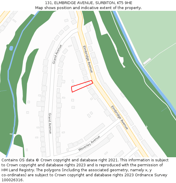 131, ELMBRIDGE AVENUE, SURBITON, KT5 9HE: Location map and indicative extent of plot