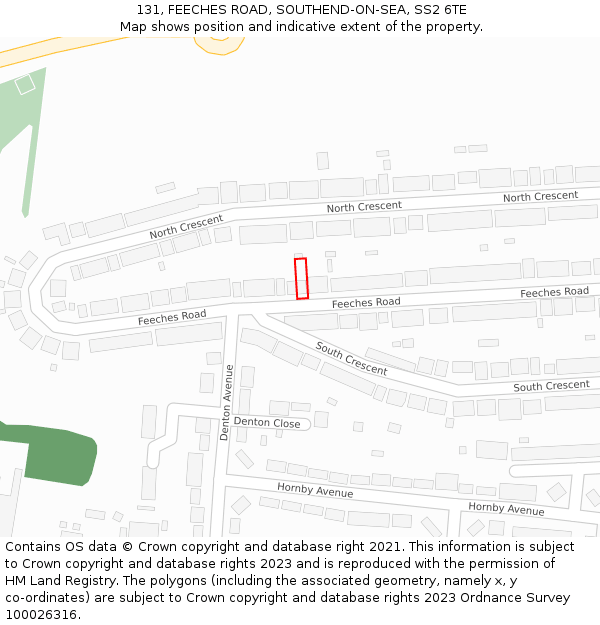 131, FEECHES ROAD, SOUTHEND-ON-SEA, SS2 6TE: Location map and indicative extent of plot