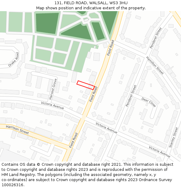 131, FIELD ROAD, WALSALL, WS3 3HU: Location map and indicative extent of plot