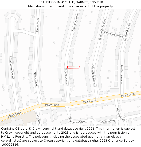 131, FITZJOHN AVENUE, BARNET, EN5 2HR: Location map and indicative extent of plot